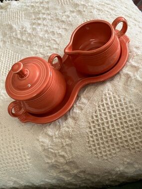 Fiesta Persian Coral Sugar and Creamer Set